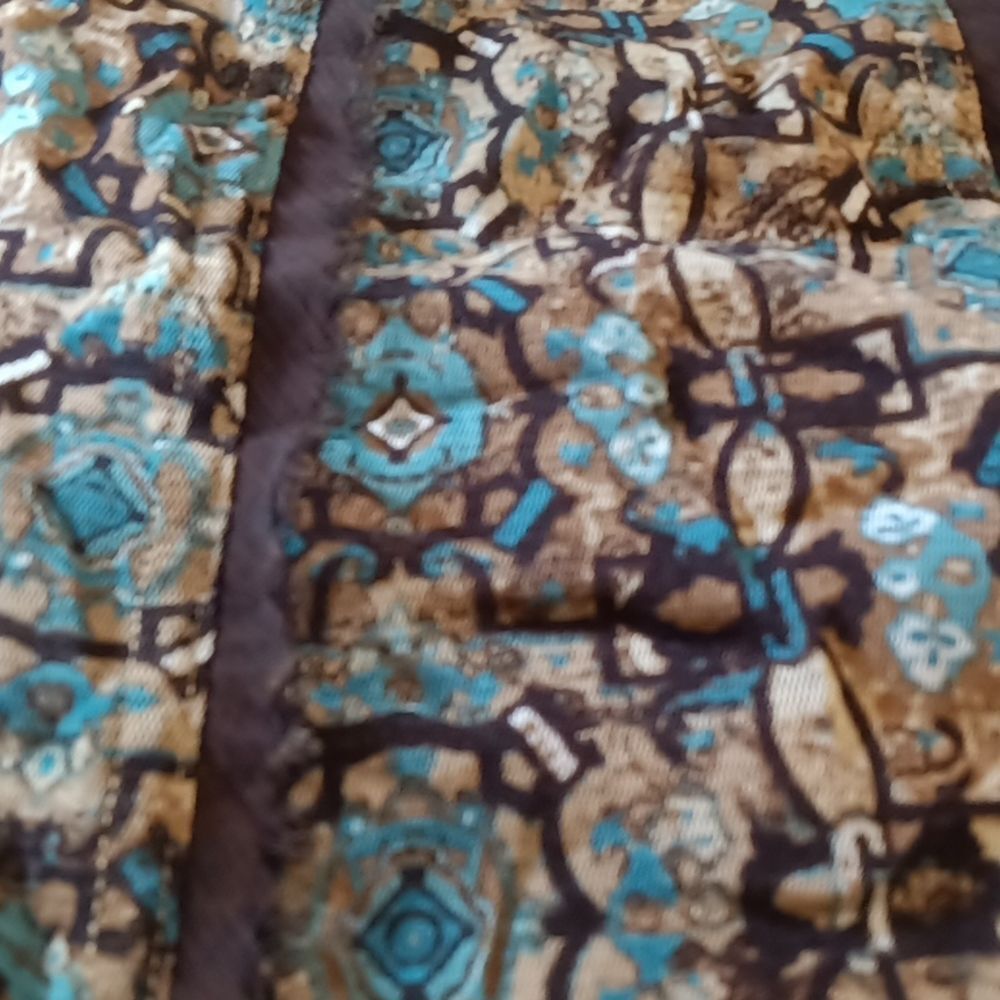Vintage 2Pc Brown and Turquoise Fully Lined Skirt Set Sz MP - Picture 13 of 14